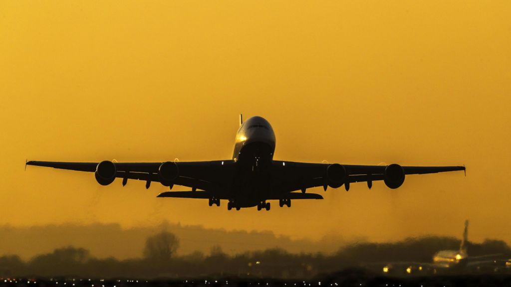 A file photo of a plane taking off from Heathrow Airport.