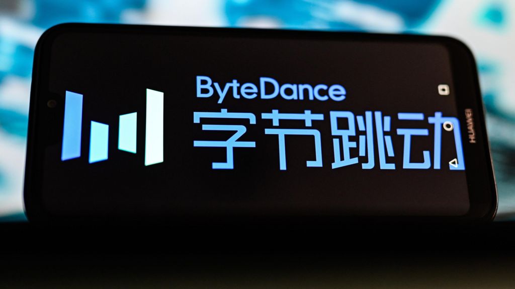 Logo of Chinese internet company Bytedance on a smartphone screen.