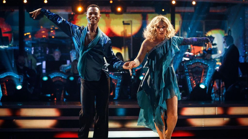 BBC handout photo of Alex Kingston and Johannes Radebe during their appearance on the live show of Saturday's Strictly Come Dancing show on BBC1. Issue date: Saturday October 18, 2025