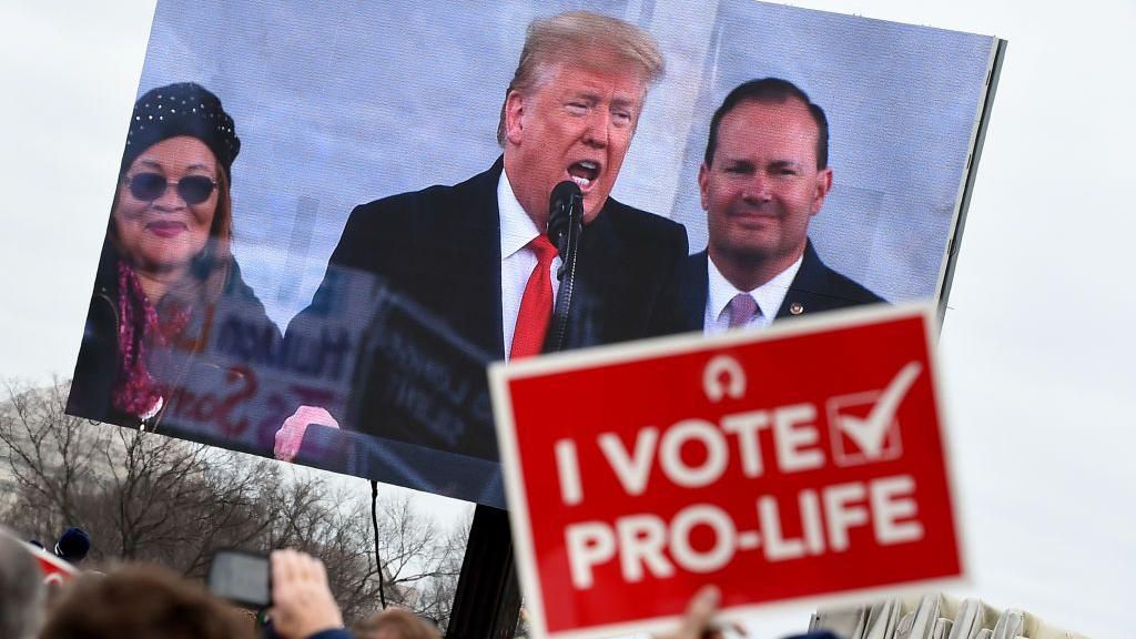 Donald Trump speaks at the annual March for Life in DC in January 2020.