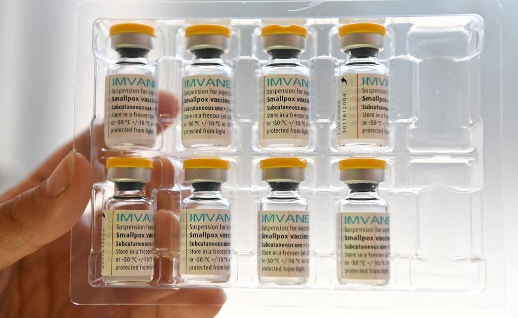 Doses of Bavarian Nordic's Imvanex smallpox vaccine, which is also used to protect against mpox virus, are pictured