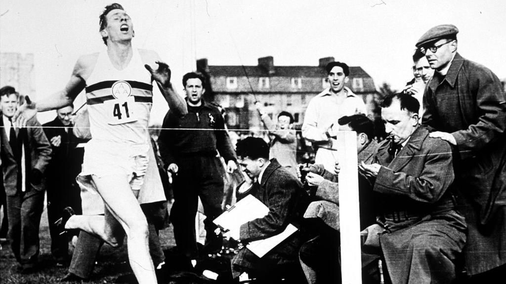 Footage from 1954 shows Sir Roger Bannister  