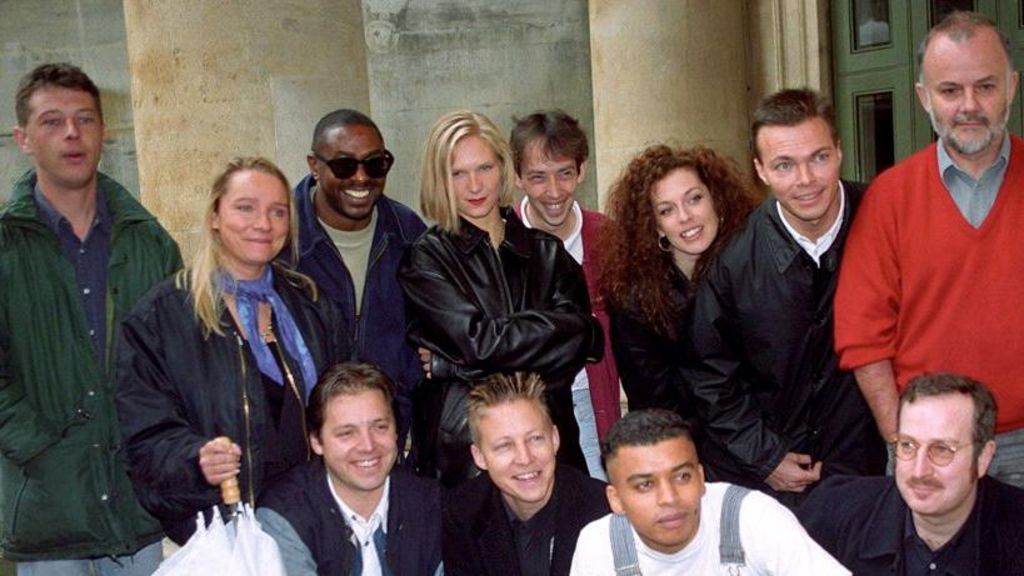 Kershaw (top left) pictured alongside his fellow Radio 1 DJs in 1993