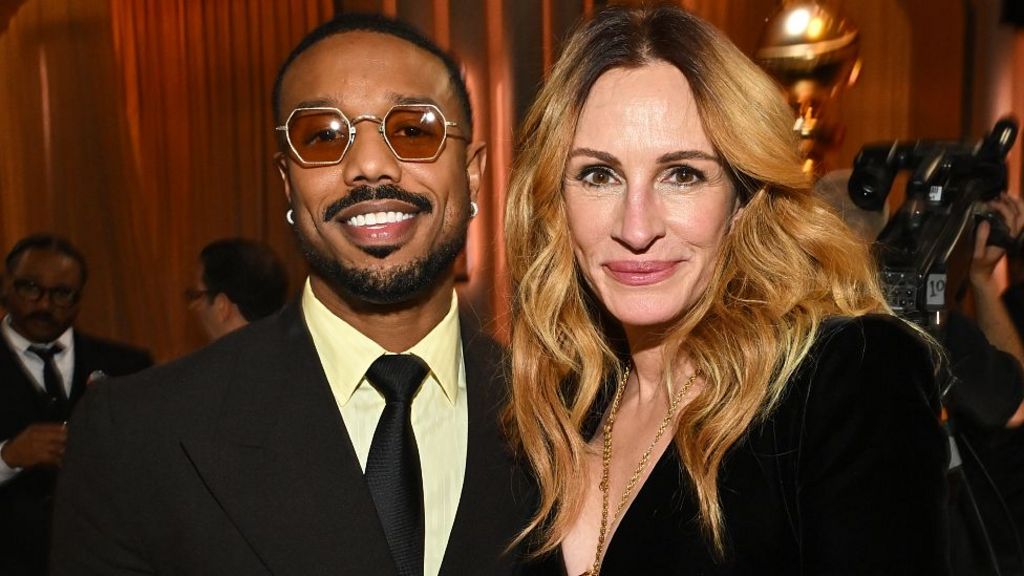 Michael B. Jordan and Julia Roberts at the 83rd Annual Golden Globes held at The Beverly Hilton on January 11, 2026 in Beverly Hills, California.