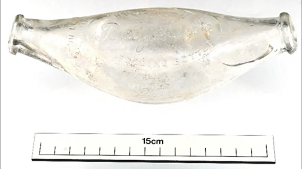 A glass hygienic baby feeder. It is a round cylinder shape with openings at both ends.