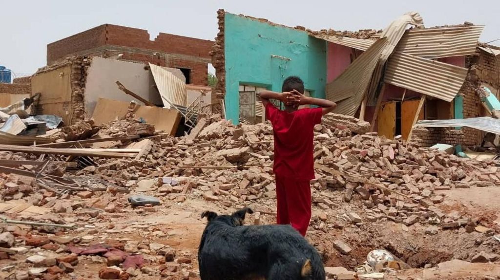Destroyed homes in Sudan