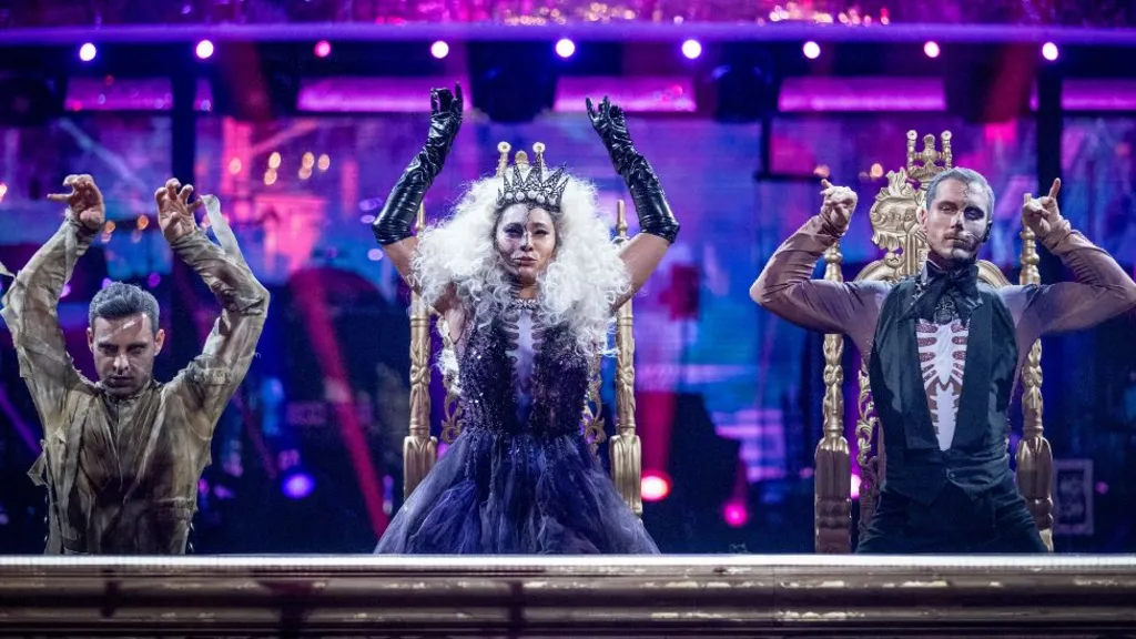 Professional dancers dressed as skeletons