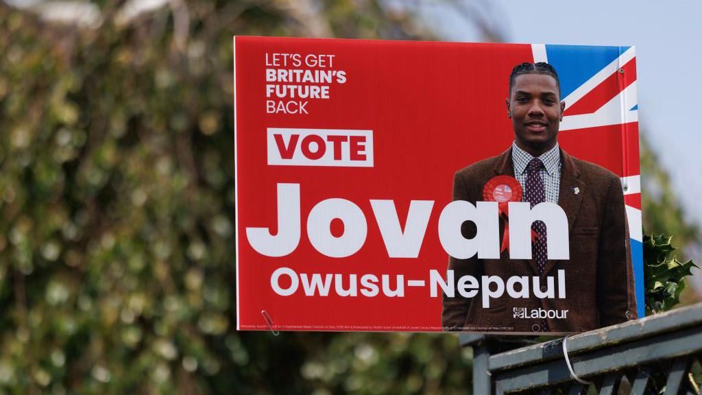 A sign that reads: Vote Jovan Owusu-Nepaul