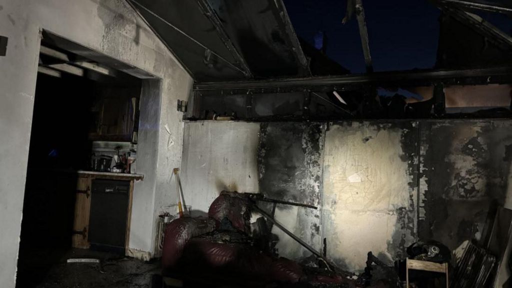 The inside of  home after it has been burnt 