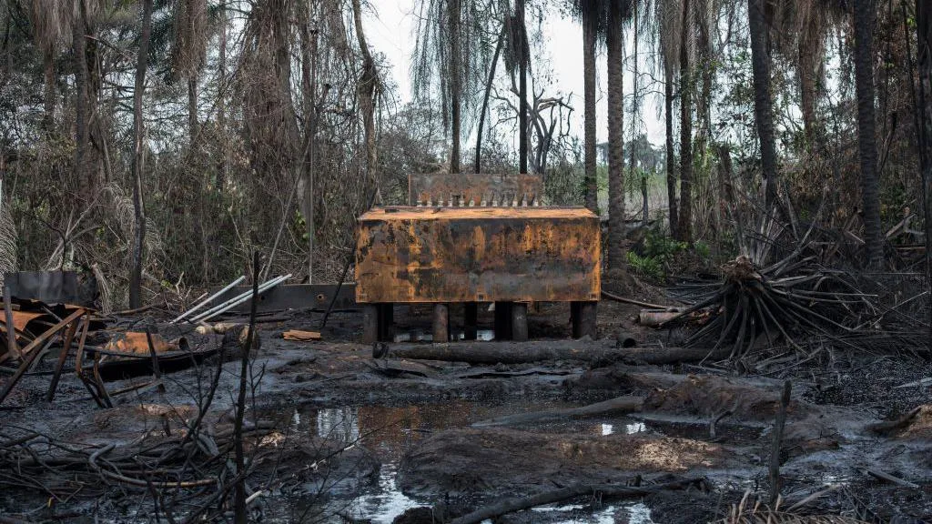 Illegal oil refinery in Niger Delta