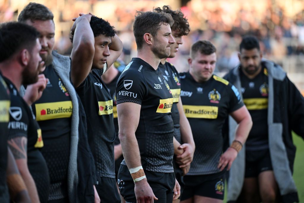 Exeter players look unhappy after losing to Bath