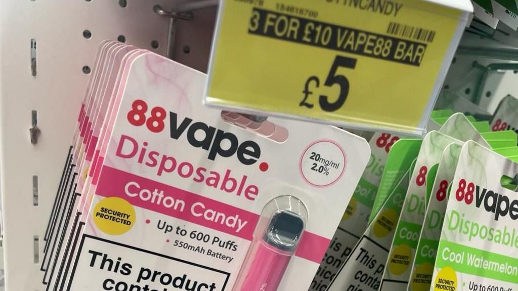 A cotton candy vape in B&M in Foss Island retail park, York