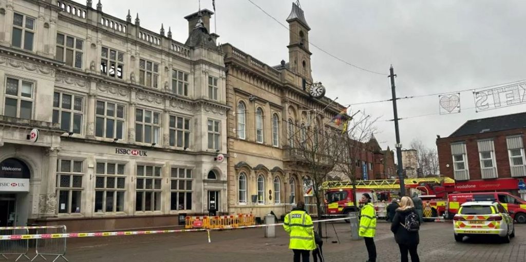 Emergency services at the scene in Market Place