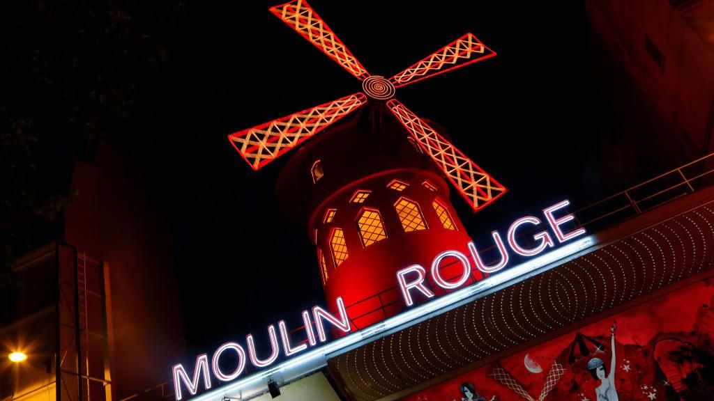 The famous Red Windmill at Moulin Rouge Montmartre - Paris