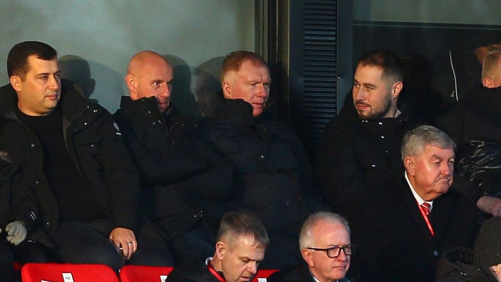 Nicky Butt and Paul Scholes watching a Salford City game