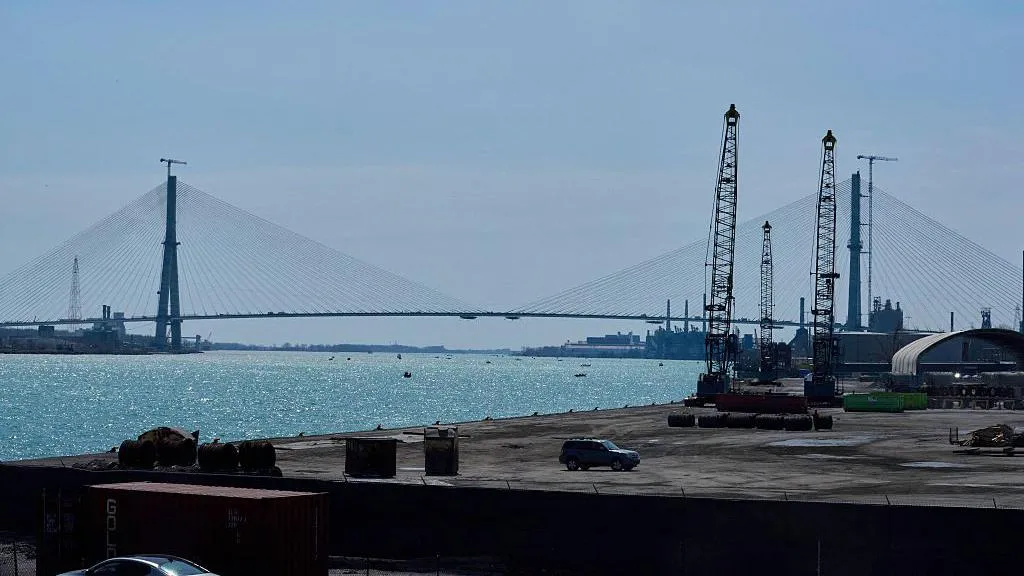 The Gordie Howe International Bridge connecting the US and Canada, spans the Detroit River.

