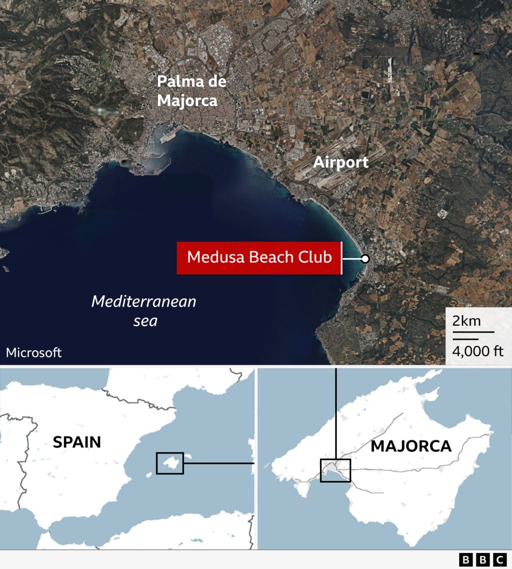 BBC map shows site of Medusa Beach Club in Majorca