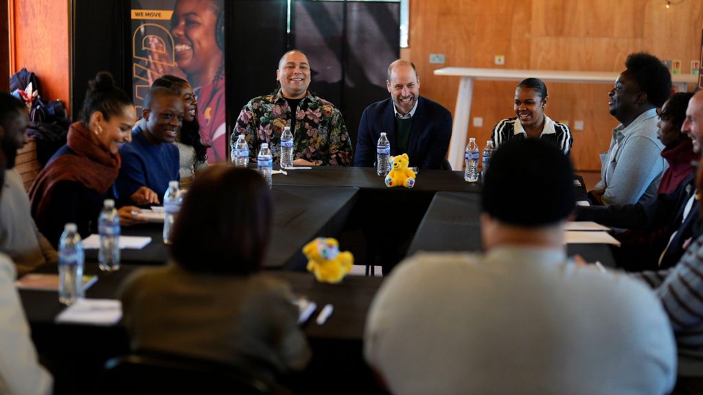 The Prince of Wales taking part in a roundtable discussion during a visit to BBC Children In Need's We Move FWD programme at the Ubele Initiative in the Wolves Lane Centre, north London