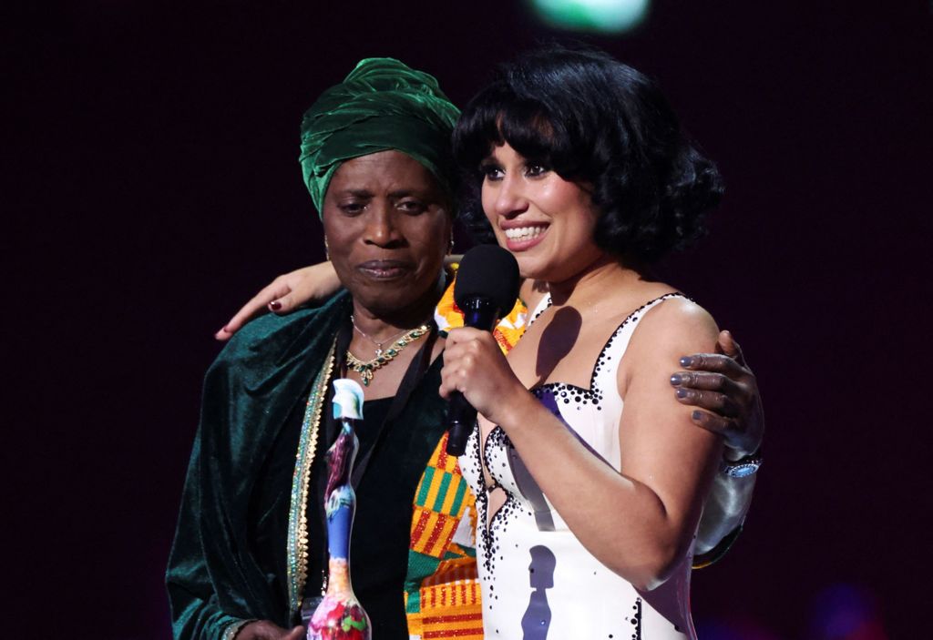 Raye and her grandmother at the Brit Awards