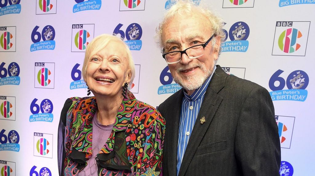 Biddy Baxter and her former colleague Edward Barnes attending Blue Peter's 60th birthday in 2018
