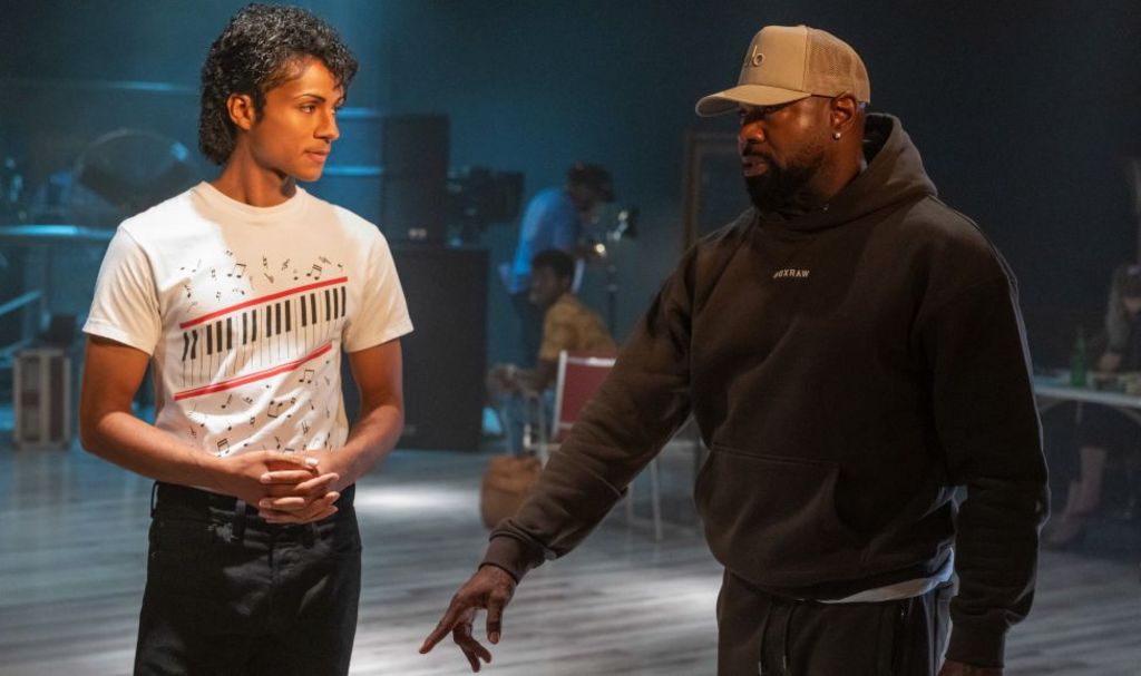 Actor Jaafar Jackson with director Antoine Fuqua on the set of musical biopic Michael