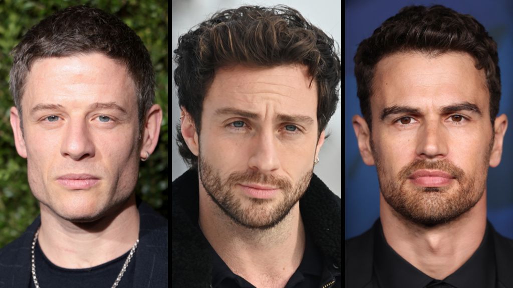 A composite picture with portrait photos of James Norton, Aaron Taylor-Johnson and Theo James