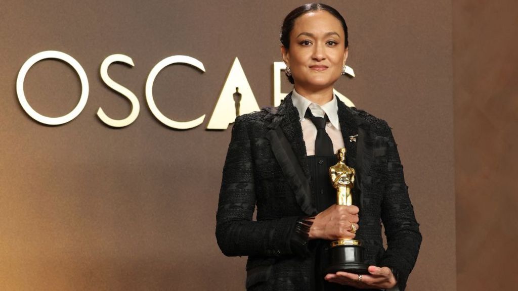 Autumn Durald Arkapaw, winner of the Best Cinematography Award for “Sinners”, poses in the press room during the 98th Oscars at Dolby Theatre on March 15, 2026 in Hollywood, California.