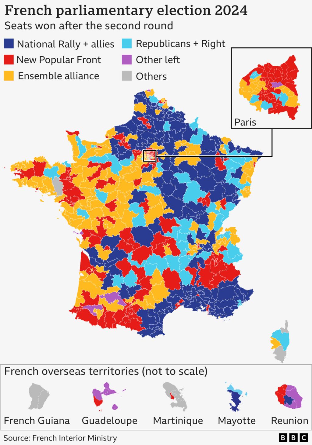 Map showing party victories across France