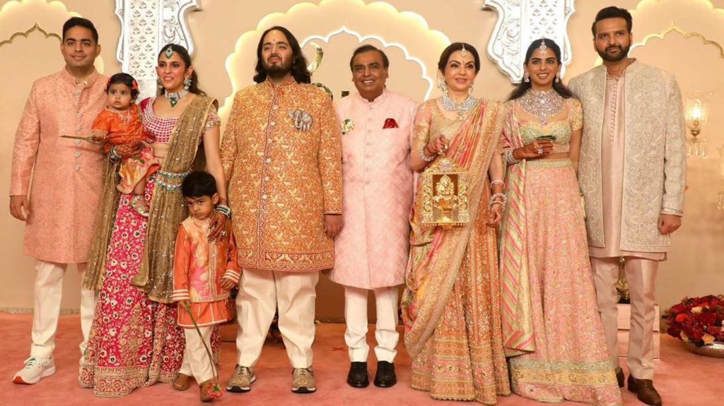 The Ambani family arrives with groom Anant for the wedding ceremonies