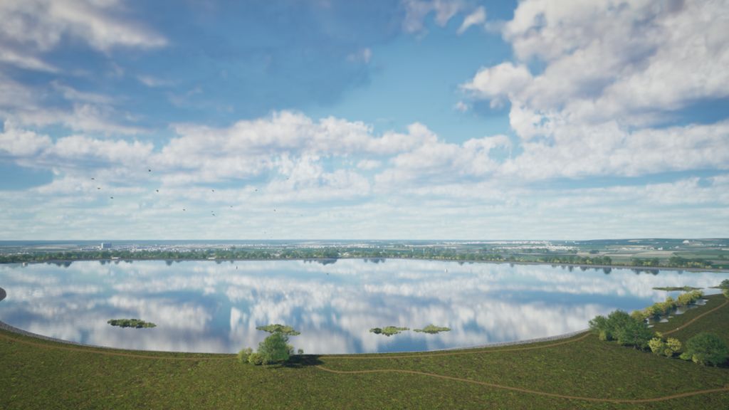 Computer generated image of large scale reservoir in Oxfordshire