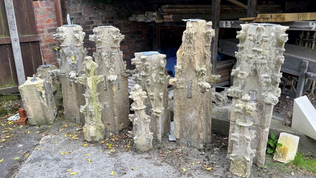 Medieval stone pinnacles from Beverley Minster 