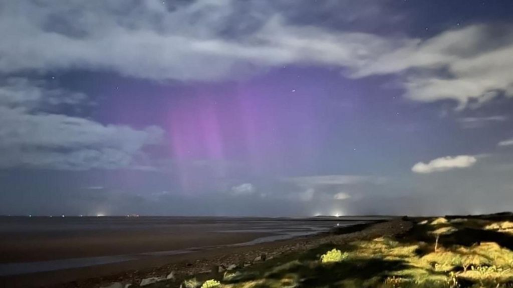 Northern Lights at Crosby beach, Merseyside