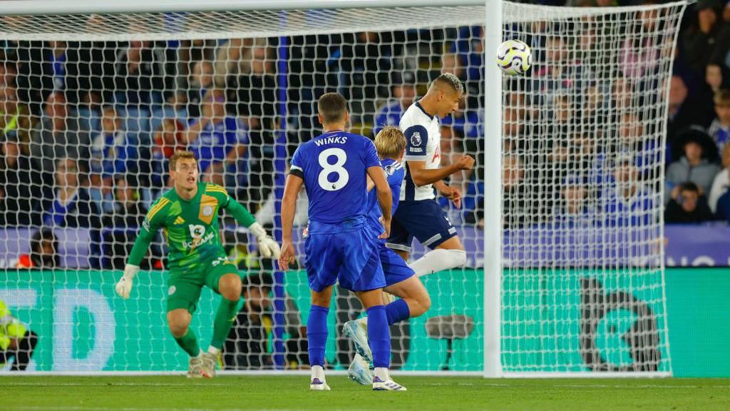 Richarlison misses the target with a header for Tottenham