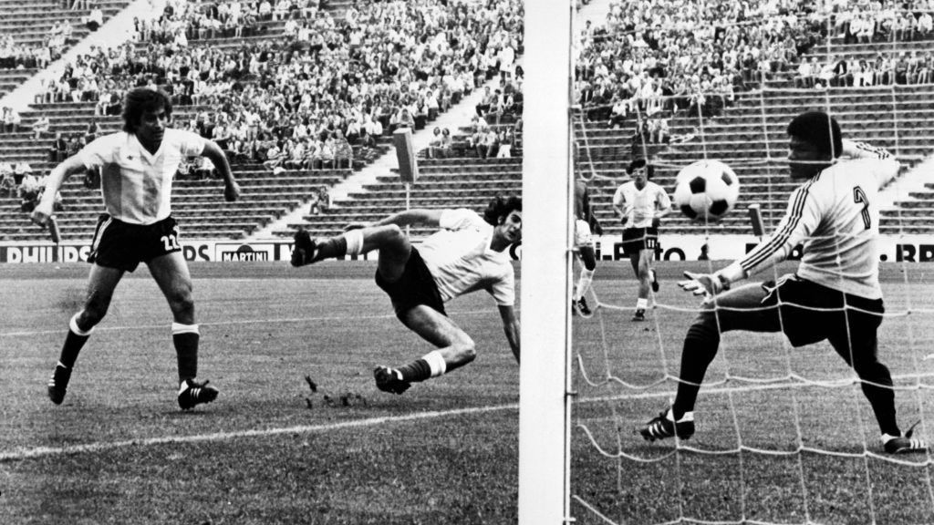 Argentina score against Haiti, with the crowd visible in the background