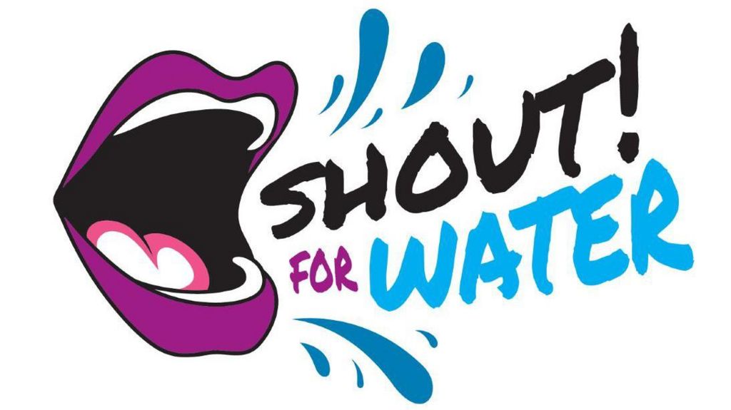 A pair of lips saying the words “shout for water”.