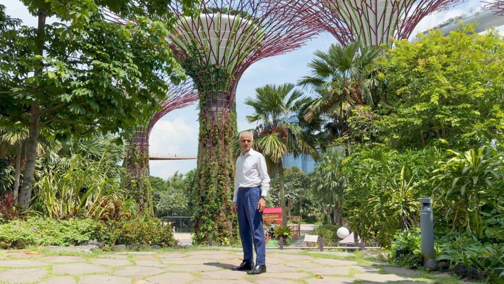 Mayor of London, Sadiq Khan during a visit to Gardens by the Bay, an urban park spanning 105 hectares in Singapore