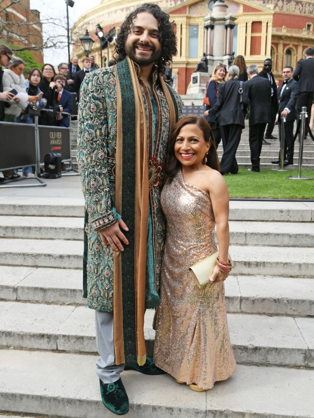 James Hameed and Arti Shah attend The Olivier Awards 2026, celebrating their 50th anniversary, at Royal Albert Hall on April 12, 2026 in London, England.