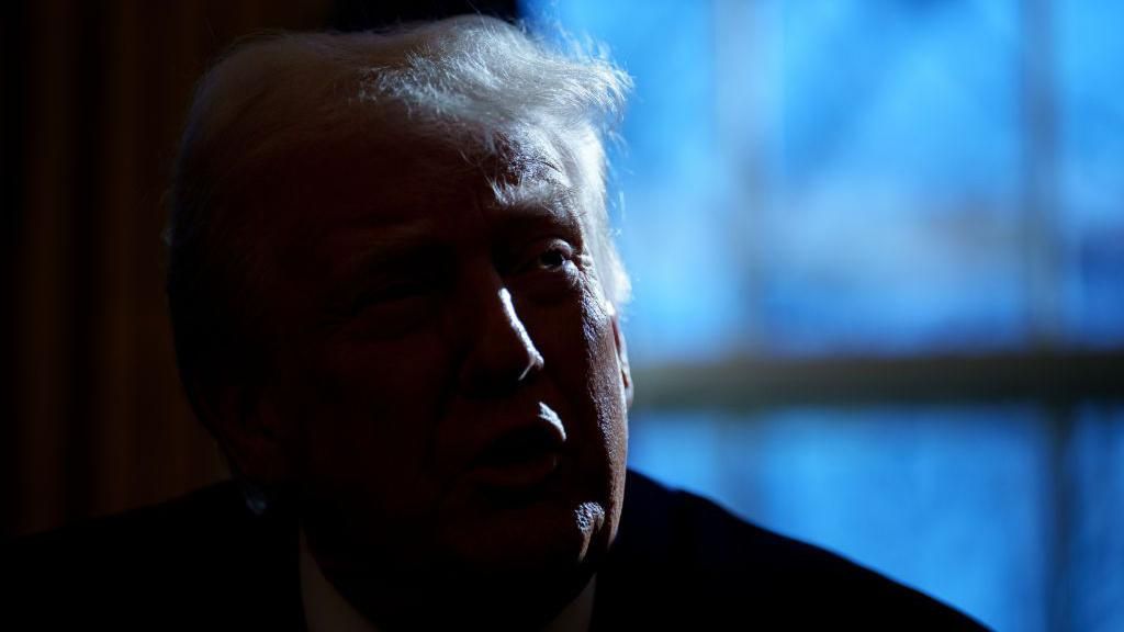 President Donald Trump in darkness