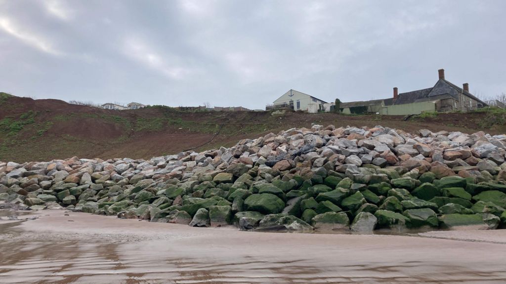 Anchor's Drop and the new flood defences seen from the shoreline