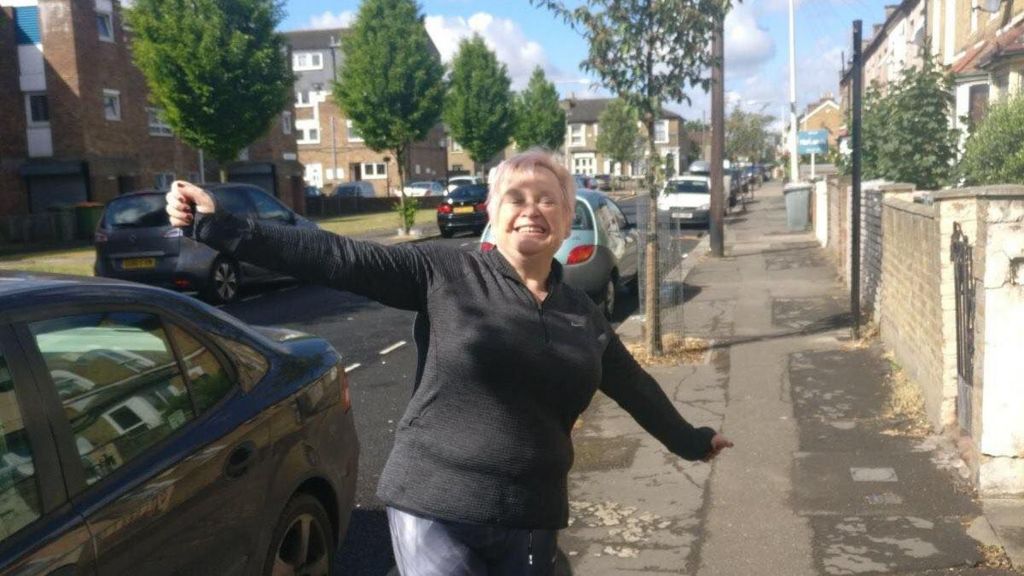 Caron Harrison outside her house in Forest Gate