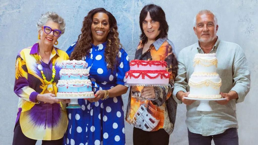 Left to right: Prue Leith, Alison Hammond, Noel Fielding and Paul Hollywood