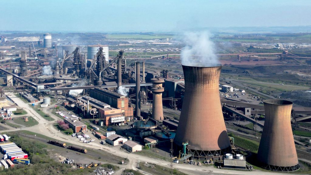 An aerial view of British Steel's Scunthorpe works