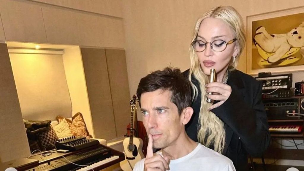 Madonna in the studio with Stuart Price