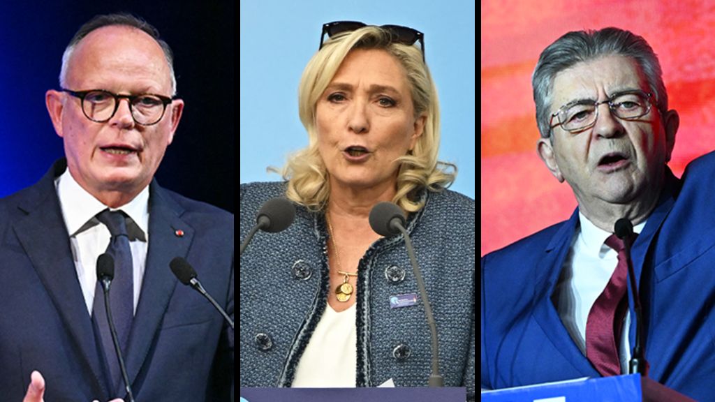 A composite image of three French politicians - with one woman flanked by two men