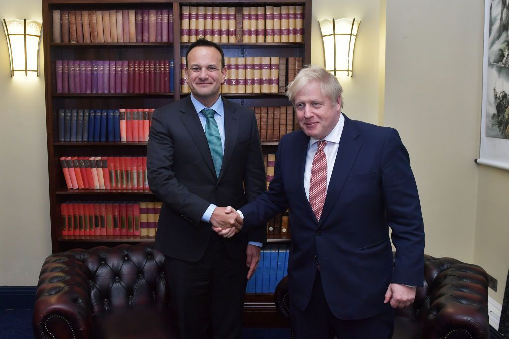 Leo Varadkar and Boris Johnson shaking hands