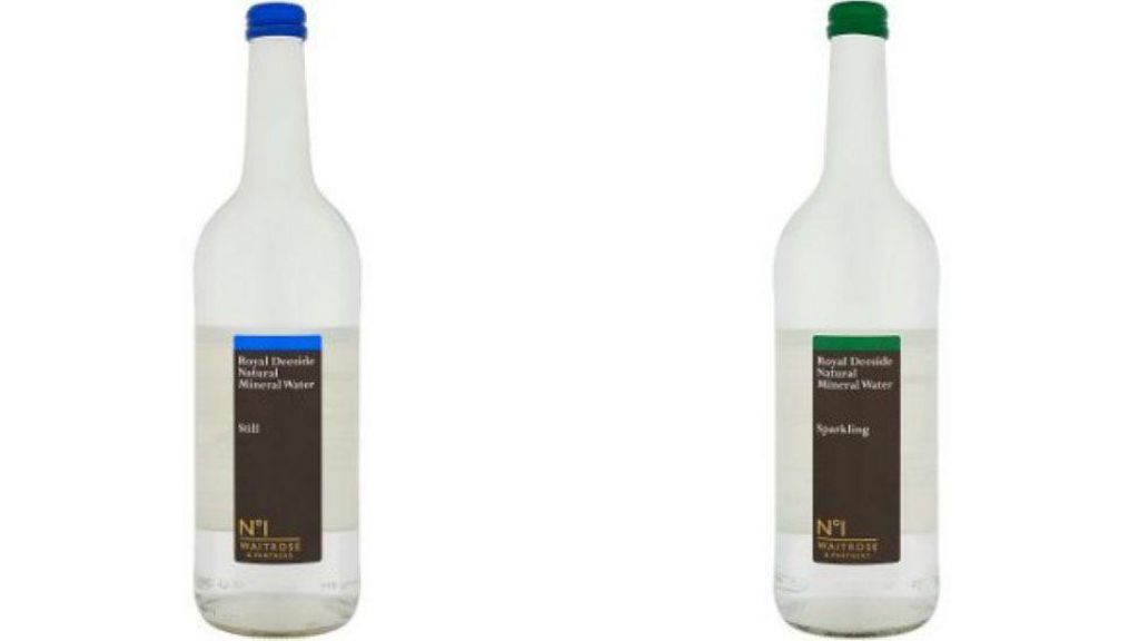 Two bottles of Deeside water.