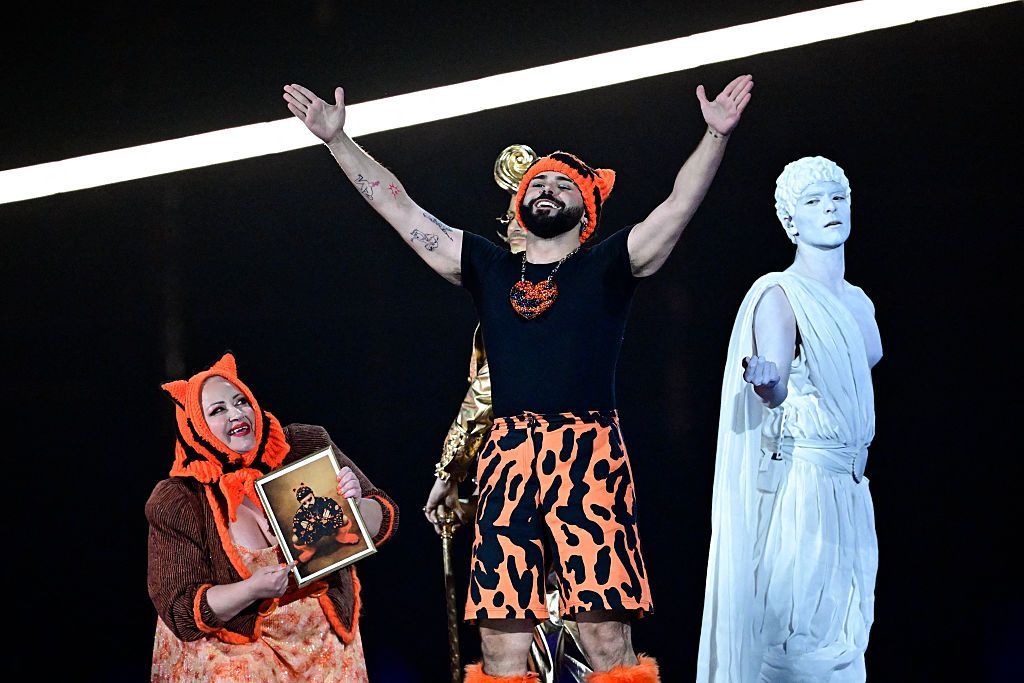 Greek singer Akylas performs at the Eurovision Song Contest