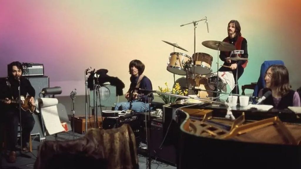 The Beatles in the studio during the recording of Let It Be