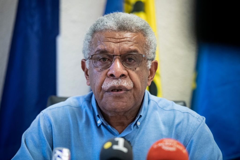 President of the Government of New Caledonia Louis Mapou addresses media during a press conference on June 8, 2024. 