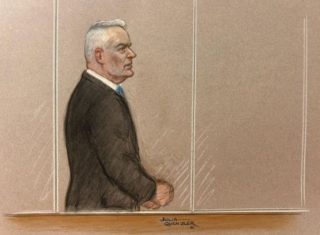 Court sketch of Huw Edwards in Westminster Magistrates' Court